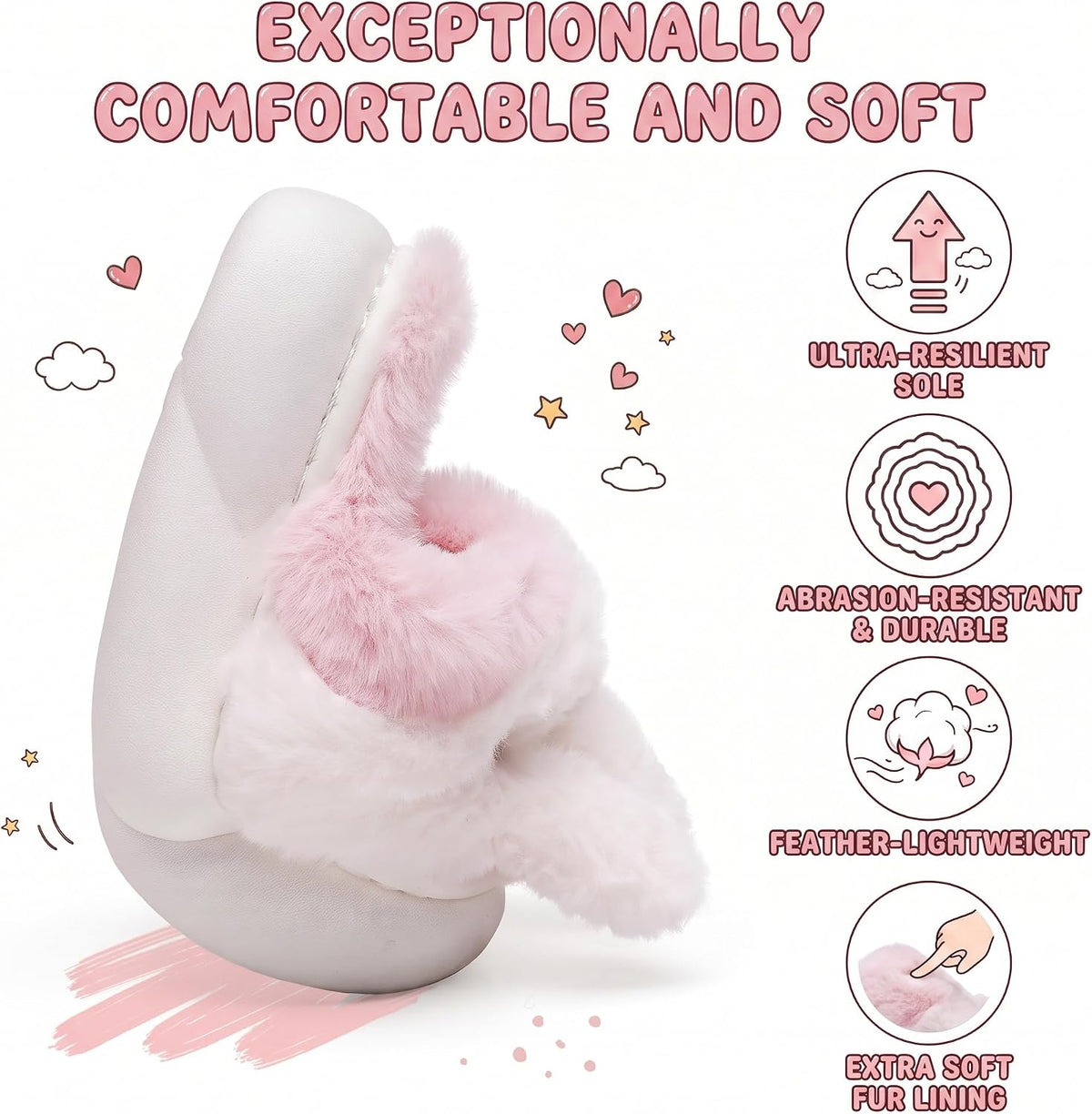 Kids Toddler Bunny Slippers Girls Boys Fuzzy Plush House Slippers Indoor Shoes Warm Memory Foam Soft Bedroom Slides