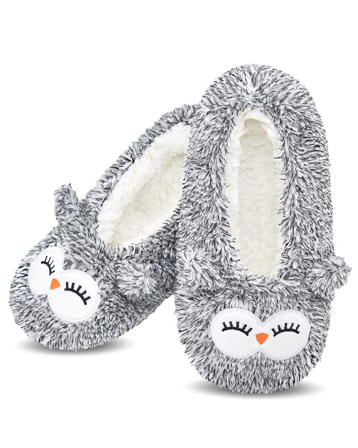 DICUIRD Kids Animal Fleece Slipper Socks Warm Fuzzy Indoor Bedroom Shoes
