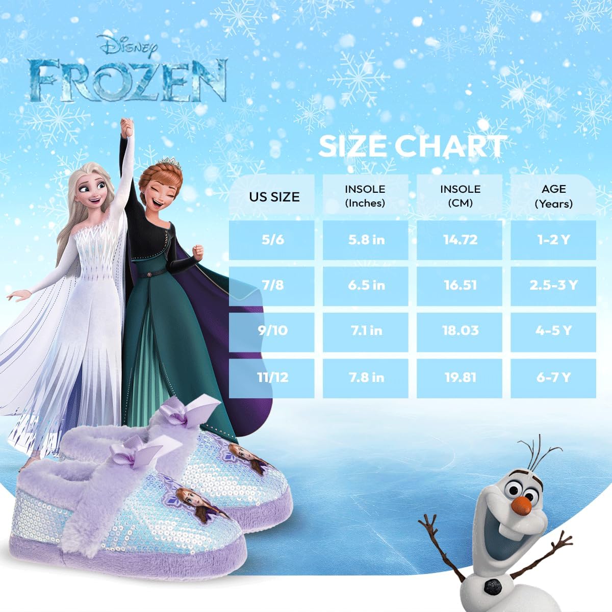 Disney Frozen Elsa Anna Girls Slippers Fluffy Warm Indoor House Slipper