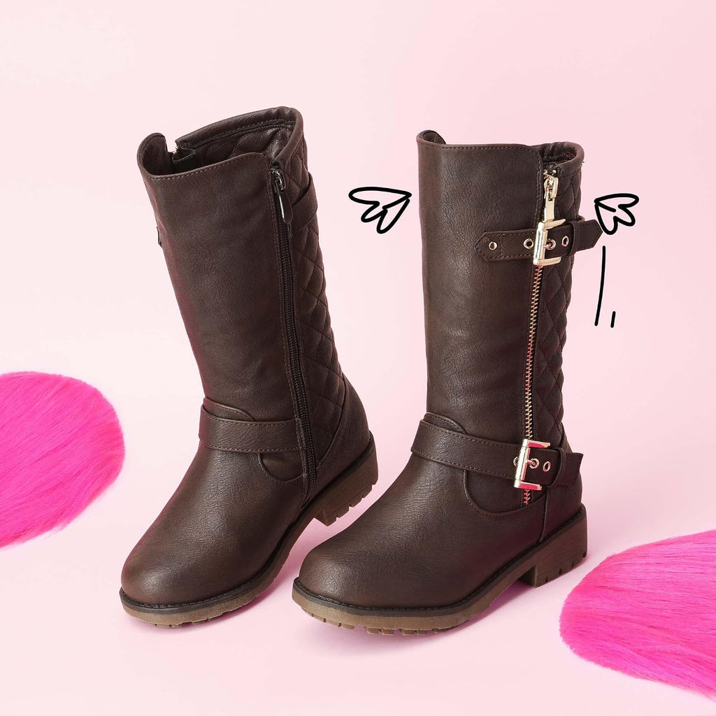 DREAM PAIRS Girls Riding Knee High Boots