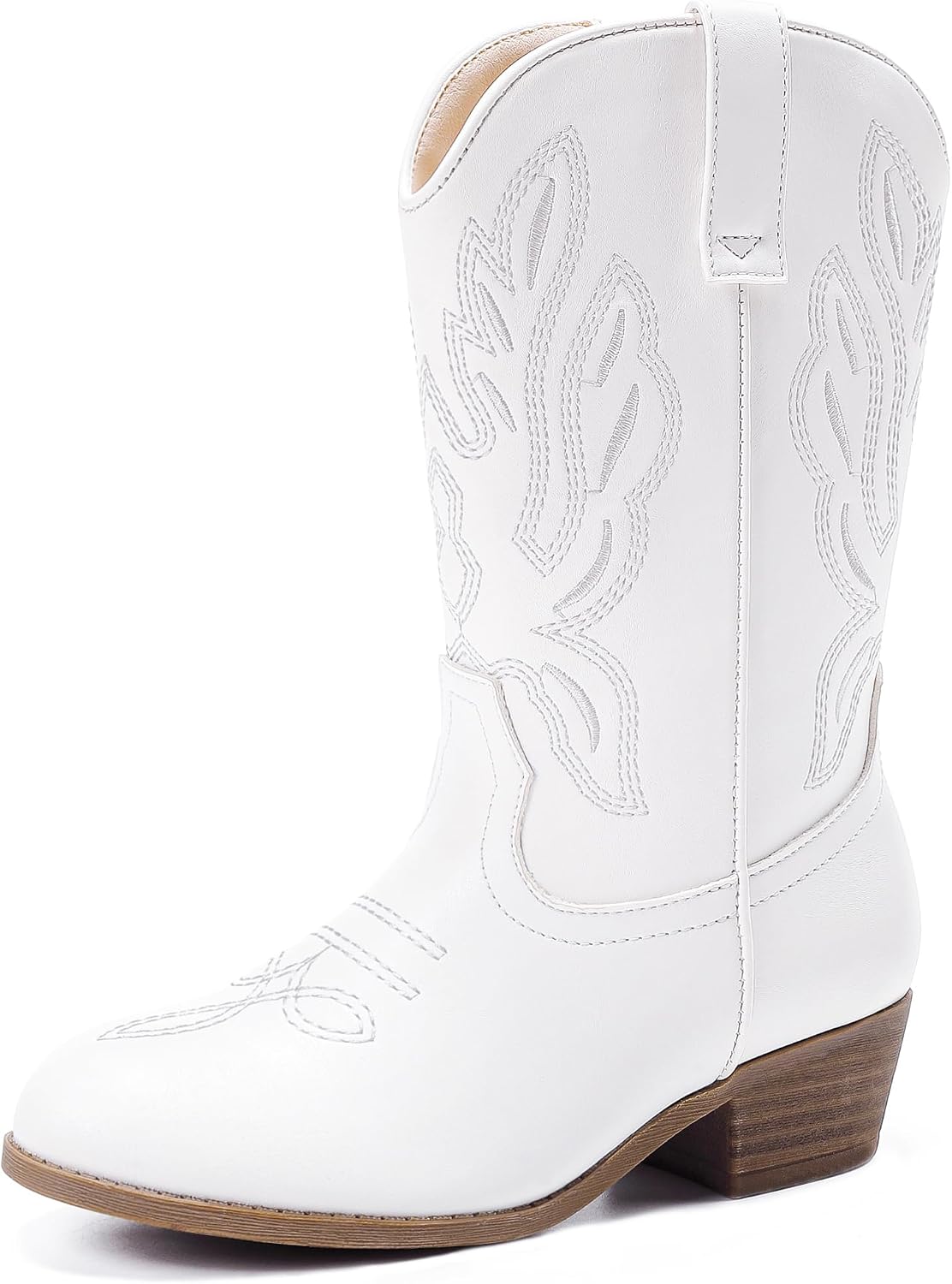 LAURMOSA Cowgirl Boots for Little Girls Mid Calf Pointed Toe Kid Cowboy Boots Side Zipper Classic Embroidered Western Boots Horse Riding Shoes Party for Toddler Little Big Kids