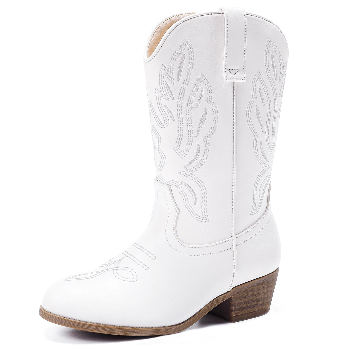 LAURMOSA Cowgirl Boots for Little Girls Mid Calf Pointed Toe Kid Cowboy Boots Side Zipper Classic Embroidered Western Boots Horse Riding Shoes Party for Toddler Little Big Kids