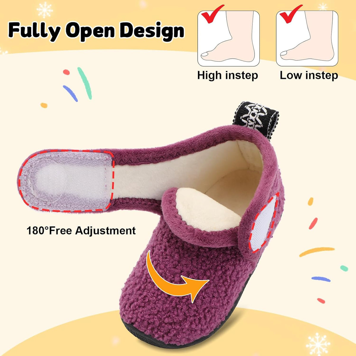 JOINFREE Toddler Fleece Slipper Booties Boys Girls Warm Winter House Shoes