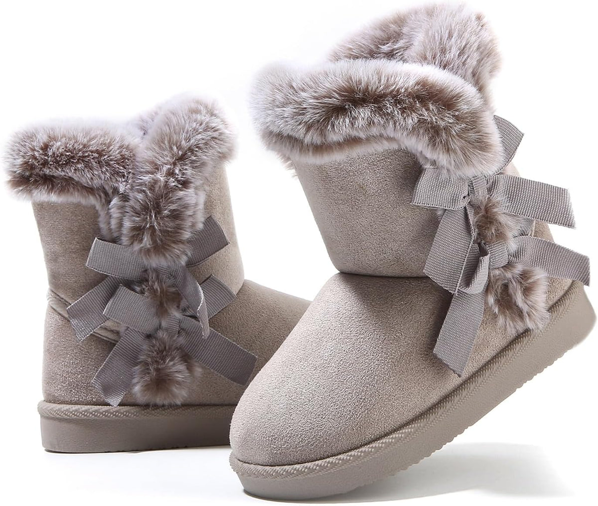 LONSOEN Winter Warm Boots Faux Fur Mid Calf Booties for Toddler Little Kid