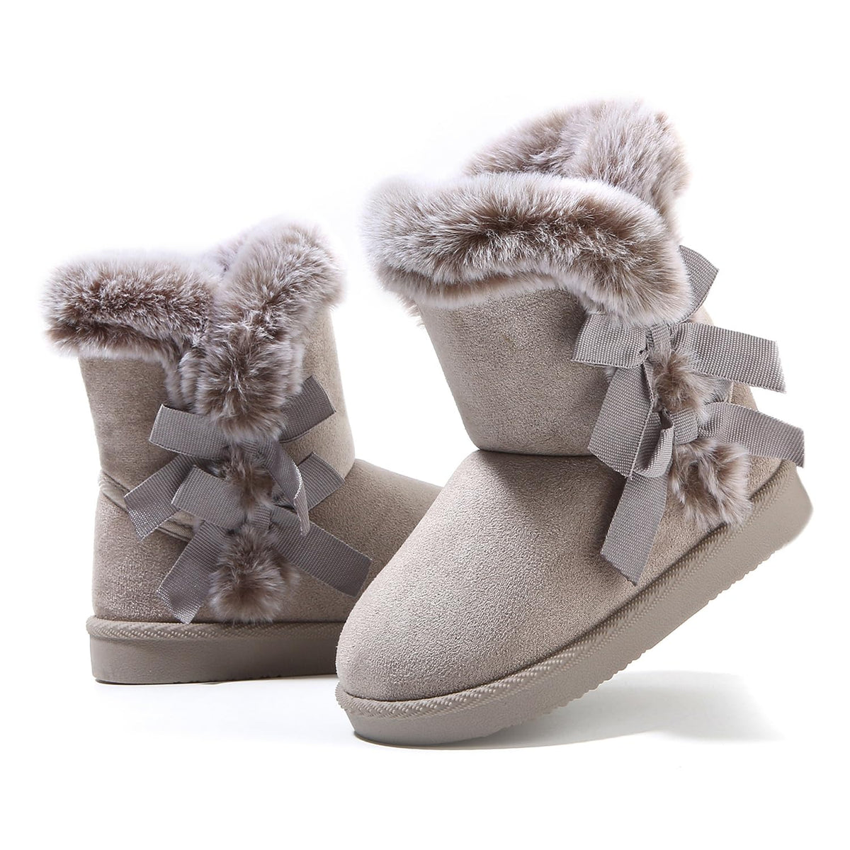 LONSOEN Winter Warm Boots Faux Fur Mid Calf Booties for Toddler Little Kid