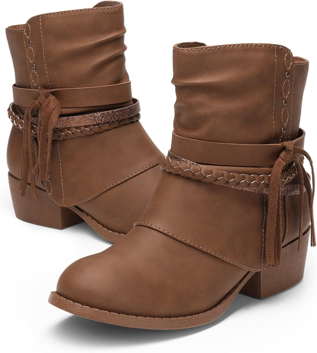 DREAM PAIRS Girls Ankle Boots Side Zipper Low Heels