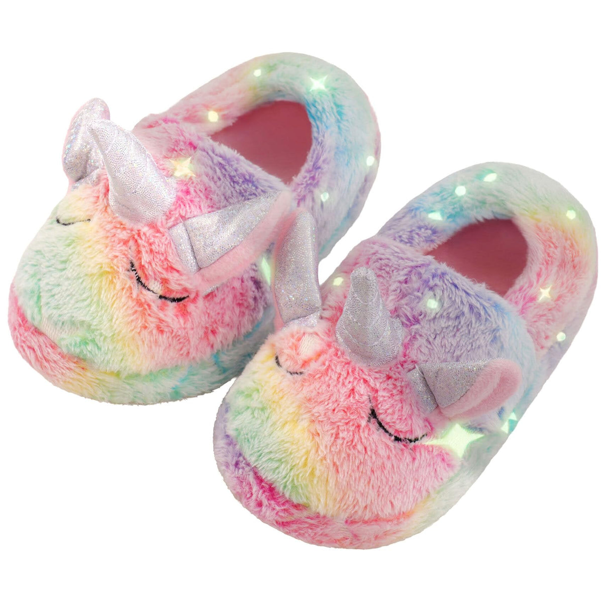 Kids Unicorn Slippers Boys Girls House Shoes Non Slip Warm Indoor Slipper Shoes Plush Cute Animal Luminous Glow in the Dark