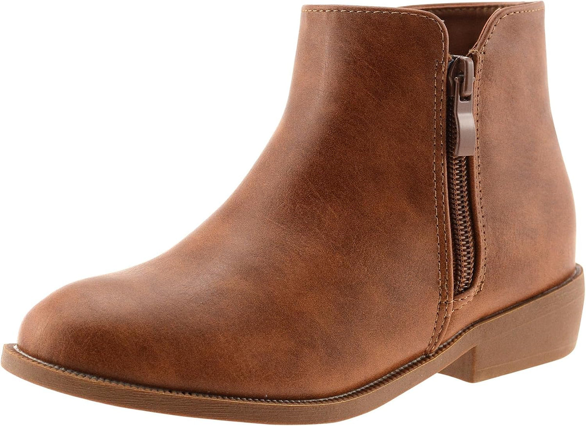 LseLom Girls Ankle Boots Low Heel Side Zipper Fall Winter Booties Outdoor Shoes for Little Kids/Big Kids