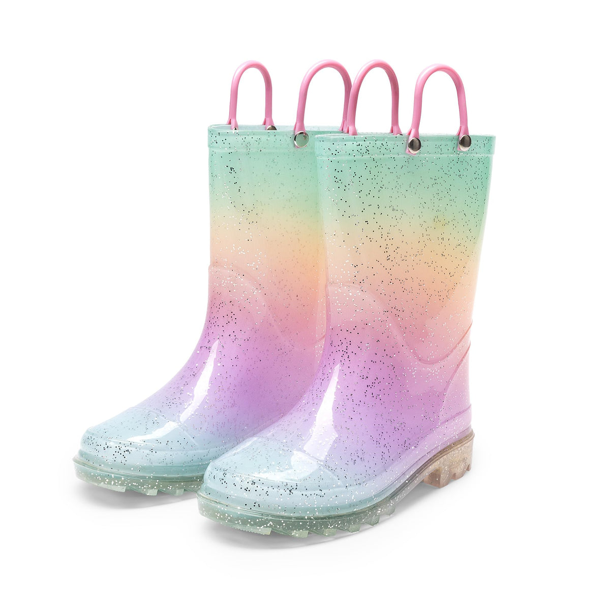 DREAM PAIRS Kids Glitter Rain Boots