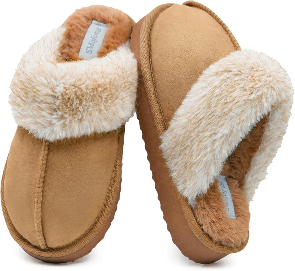 SMajong Kids Warm Fuzzy Slippers Memory Foam Non Slip House Shoes