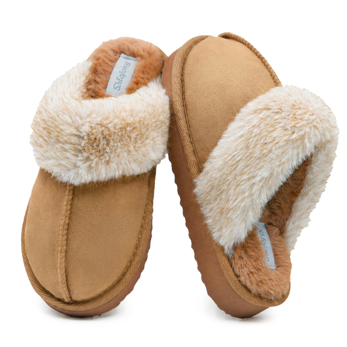 SMajong Kids Warm Fuzzy Slippers Memory Foam Non Slip House Shoes