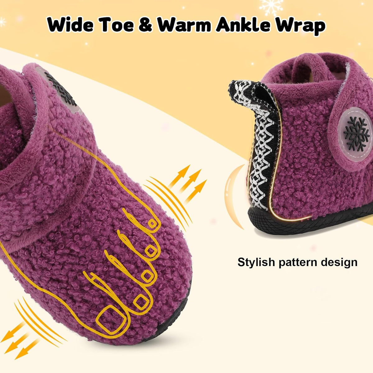 JOINFREE Toddler Fleece Slipper Booties Boys Girls Warm Winter House Shoes
