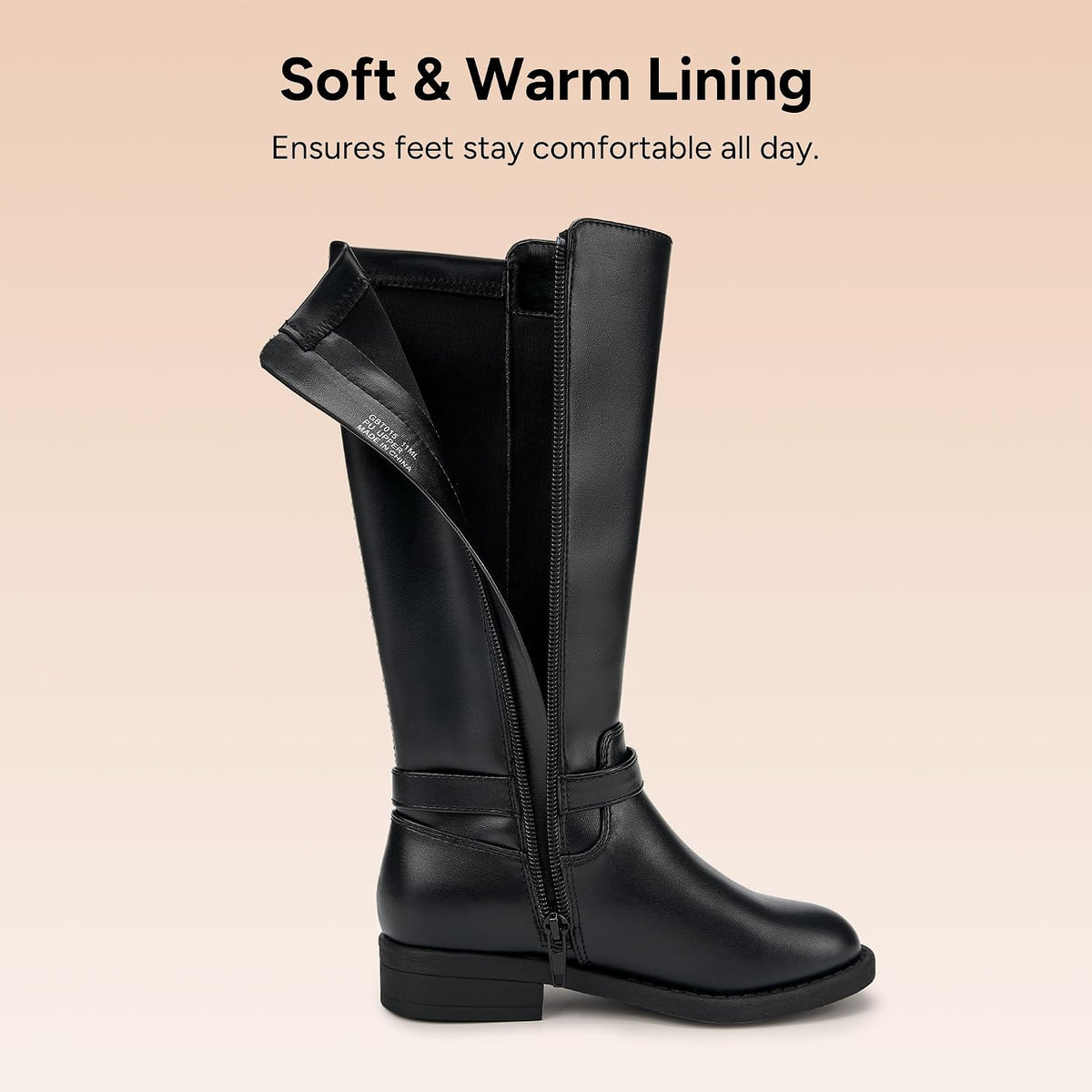 Stelle Girls Knee High Boots with Side Zipper Riding Boots