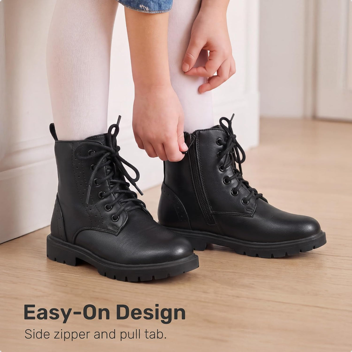 DREAM PAIRS Girls Ankle Combat Boots Boys Kid Shoes
