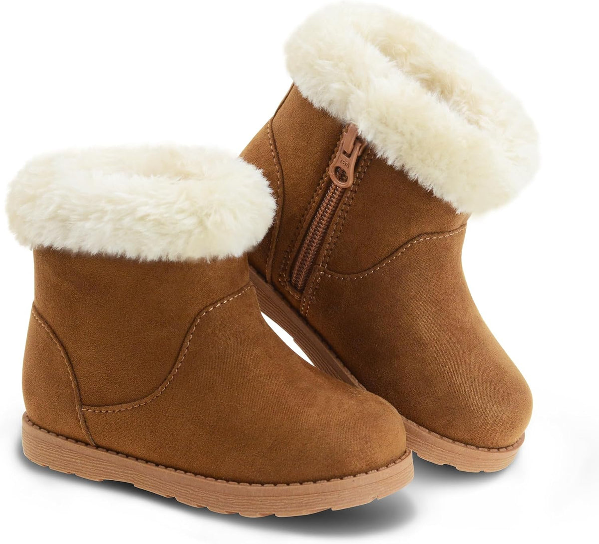 LseLom Girls-Boots-Warm-Ankle-Winter-Boots Kids Soft Plush Lining Fur Collar with Zipper Snow Bootie Indoor Outdoor Shoes for Toddler Little Big Kids Girls