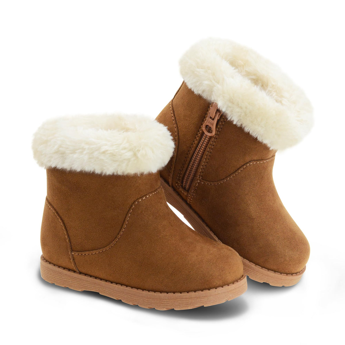 LseLom Girls-Boots-Warm-Ankle-Winter-Boots Kids Soft Plush Lining Fur Collar with Zipper Snow Bootie Indoor Outdoor Shoes for Toddler Little Big Kids Girls