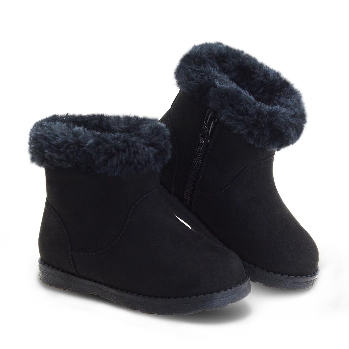 LseLom Girls-Boots-Warm-Ankle-Winter-Boots Kids Soft Plush Lining Fur Collar with Zipper Snow Bootie Indoor Outdoor Shoes for Toddler Little Big Kids Girls