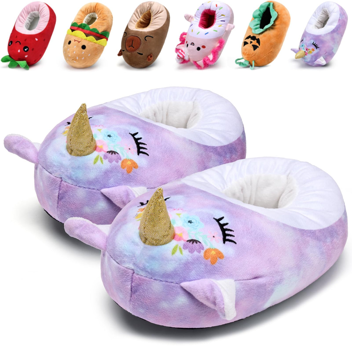 IceUnicorn Toddler Cute Animal Slippers Kids Christmas Plush Warm House Shoes Girls Boys Bedroom Indoor Washable Slipper