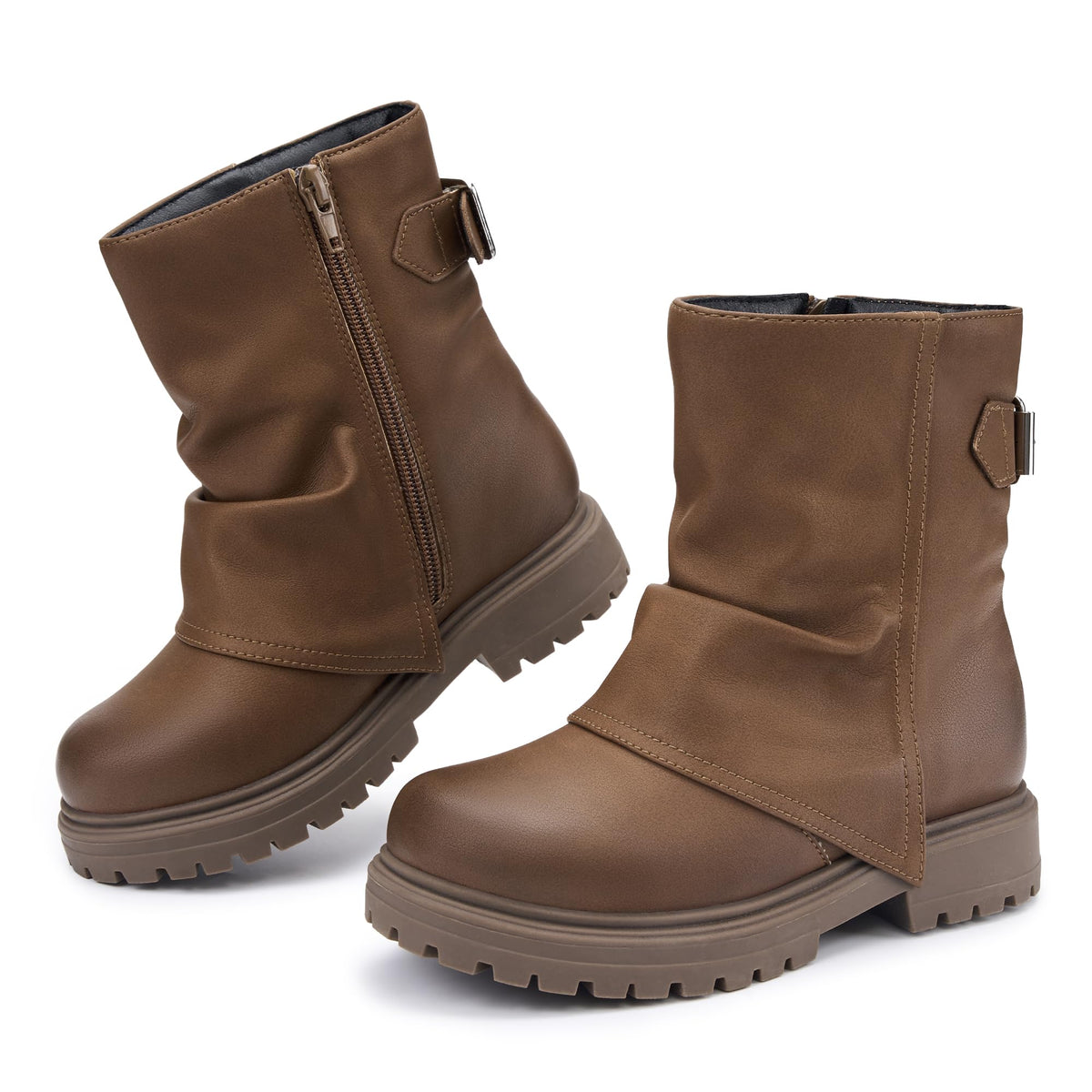 Stelle Girls Combat Ankle Boots Chunky Western Booties Black Shoes