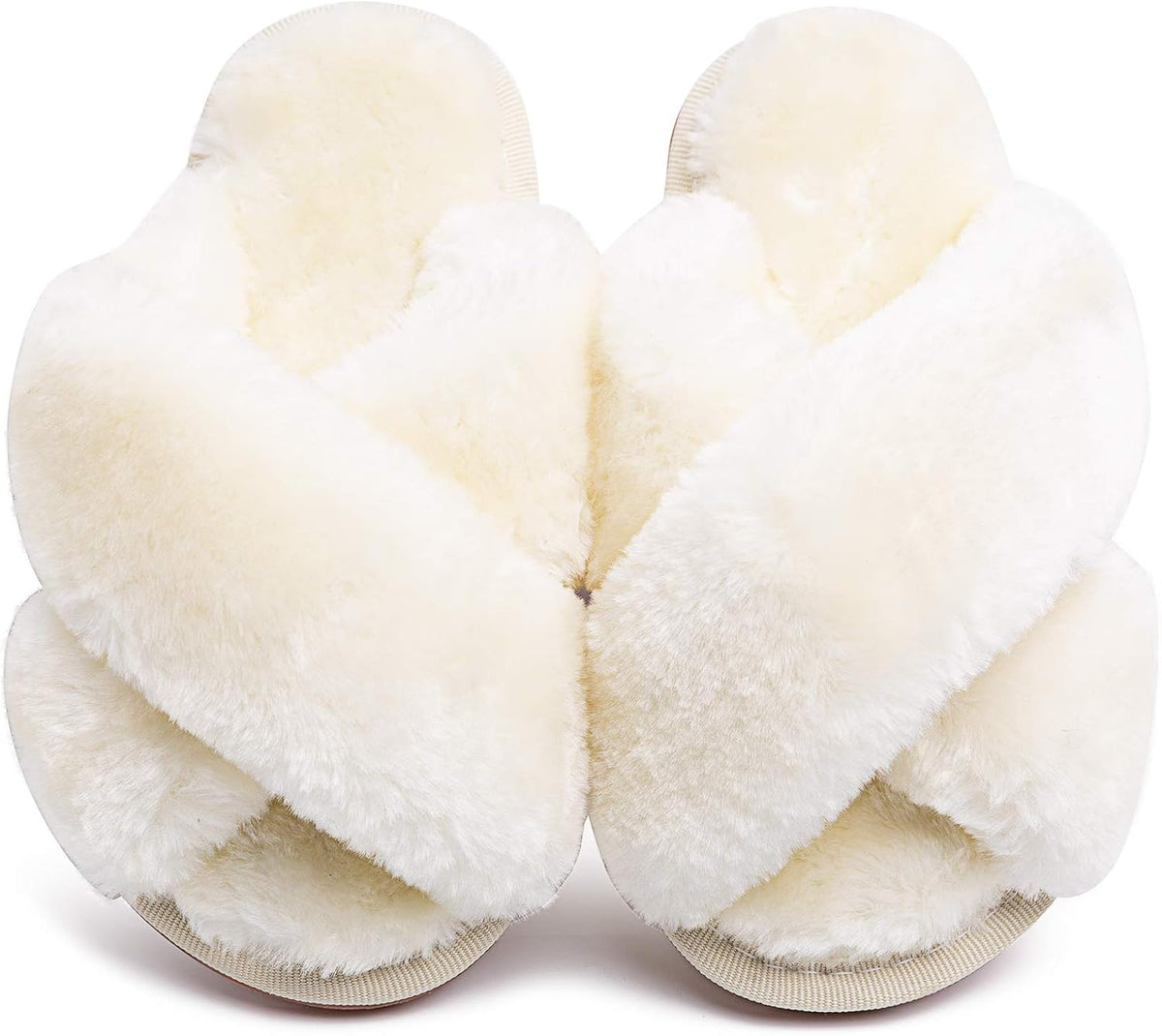 Girls Fluffy Slippers Kids Open Toe House Shoes Soft Plush Slides Sandals