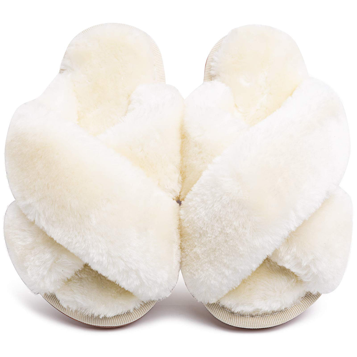 Girls Fluffy Slippers Kids Open Toe House Shoes Soft Plush Slides Sandals