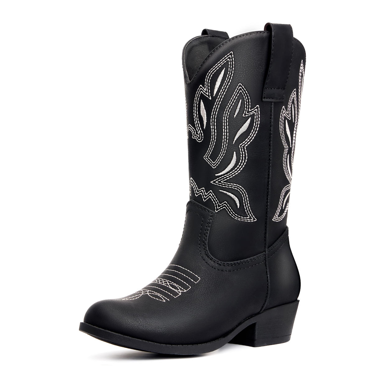 vodvob Girls Kids Western Boots Round Toe Embroidered Cowgirl Cowboy Boots