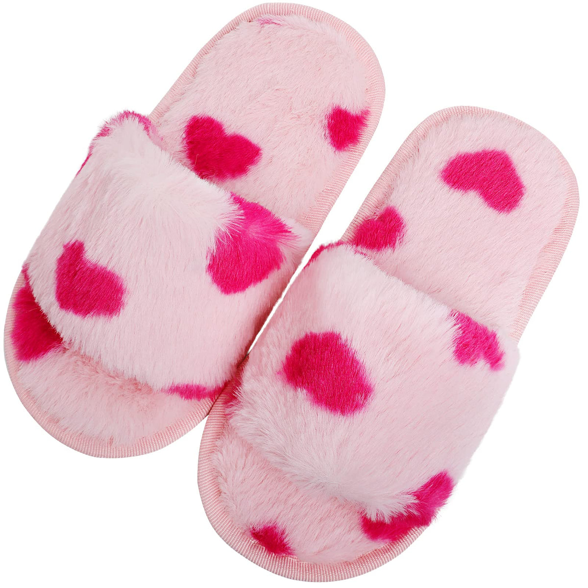 techcity Boys Girls Fuzzy House Slippers Cute Comfy Faux Fur Slip On Fluffy Plush Open Toe Home Slides for Kids Indoor Outdoor Warm Shoes