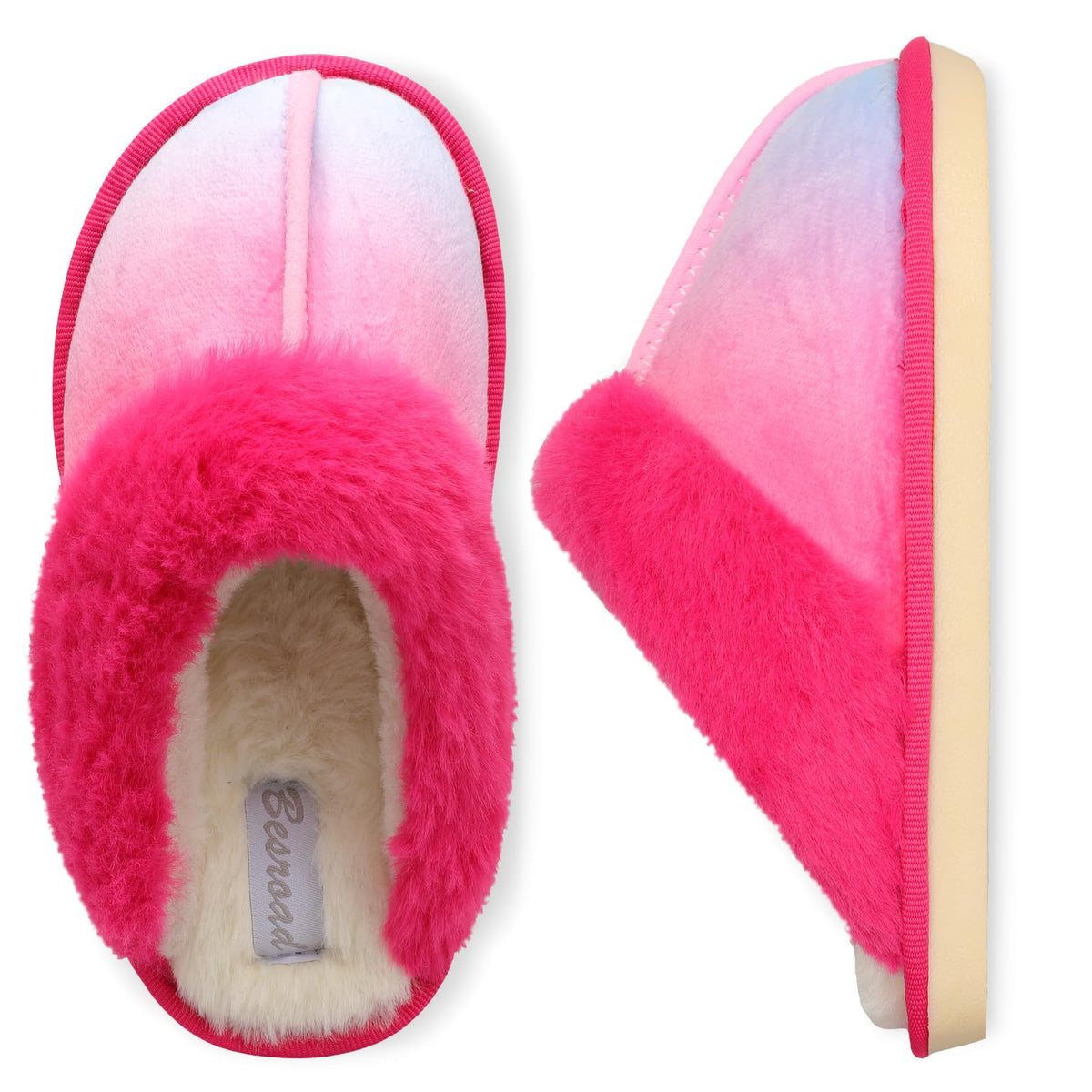 Besroad Kids Slippers Girls Boys Fuzzy House Slippers Warm Memory Foam House Shoes Soft Plush Bedroom Slippers Slides Indoor Outdoor