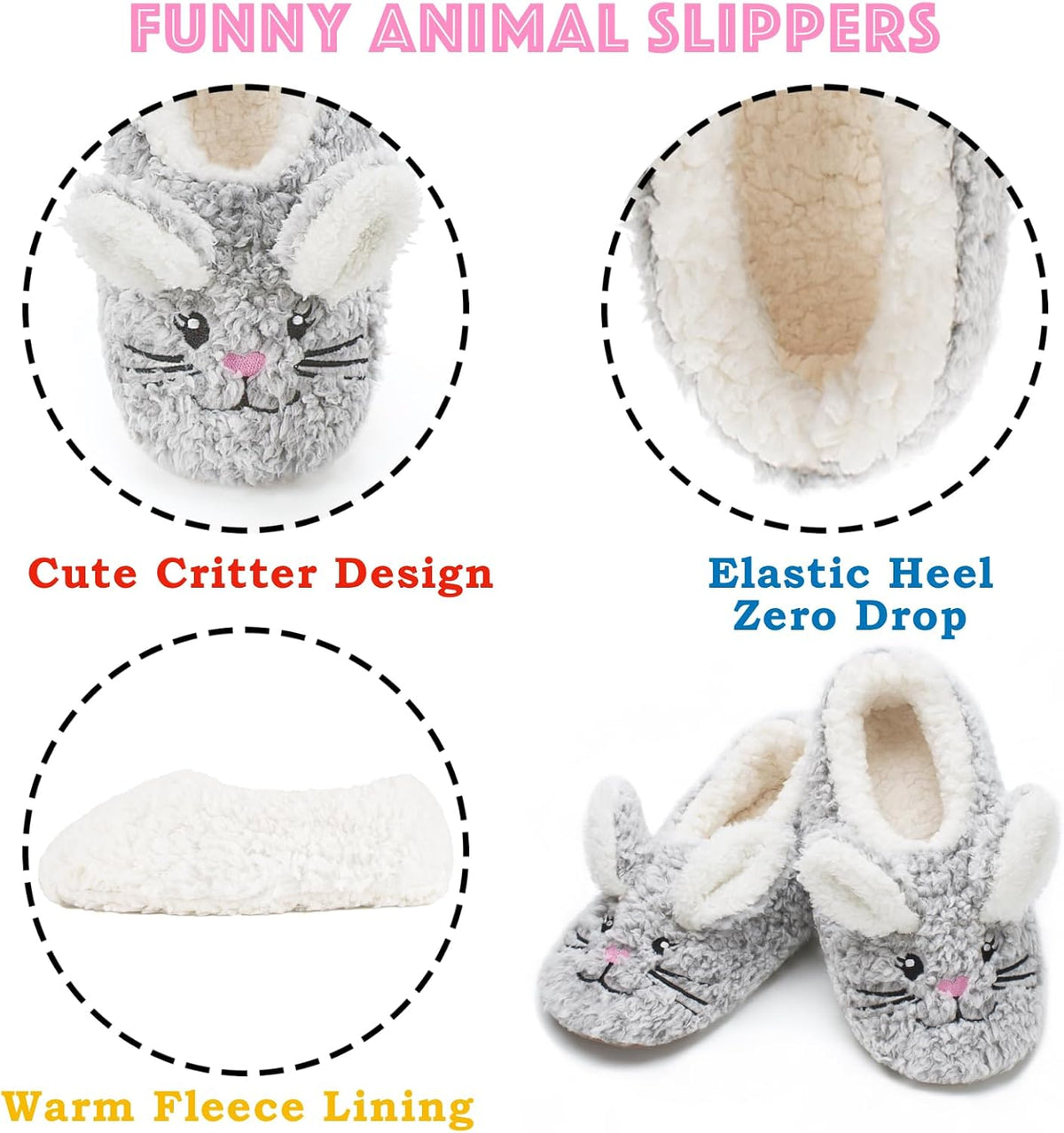 Cozylook Cute Animal Slippers for Women and Kids Fuzzy Non Slip Soft Sole