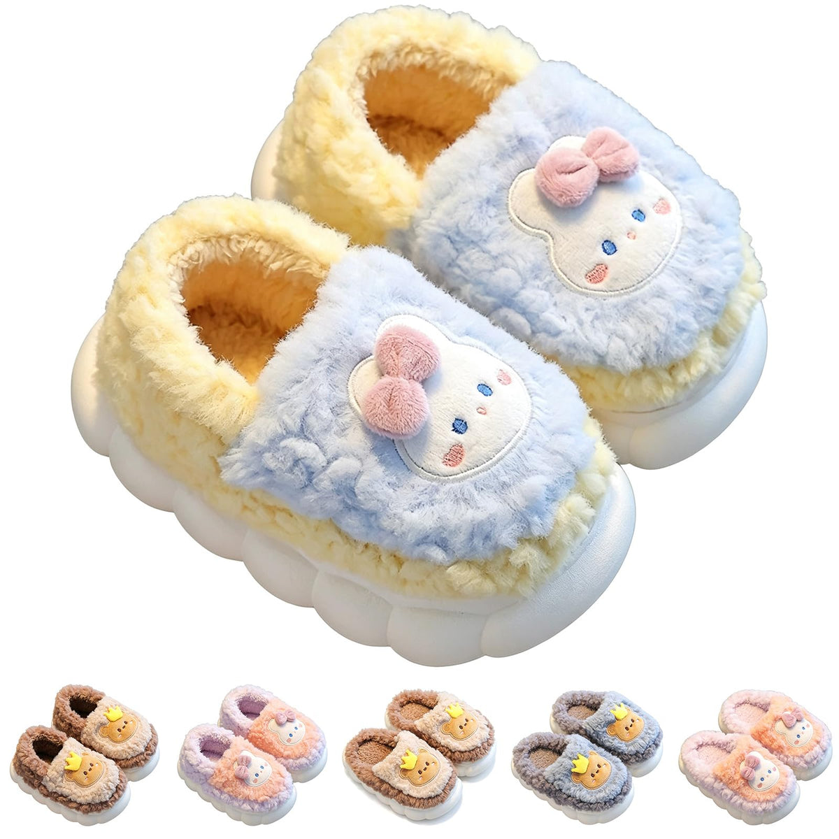 Winter Comfort Non Slip Warm Fuzzy Cute Cartoon Slippers for Kids Boy Gilrs
