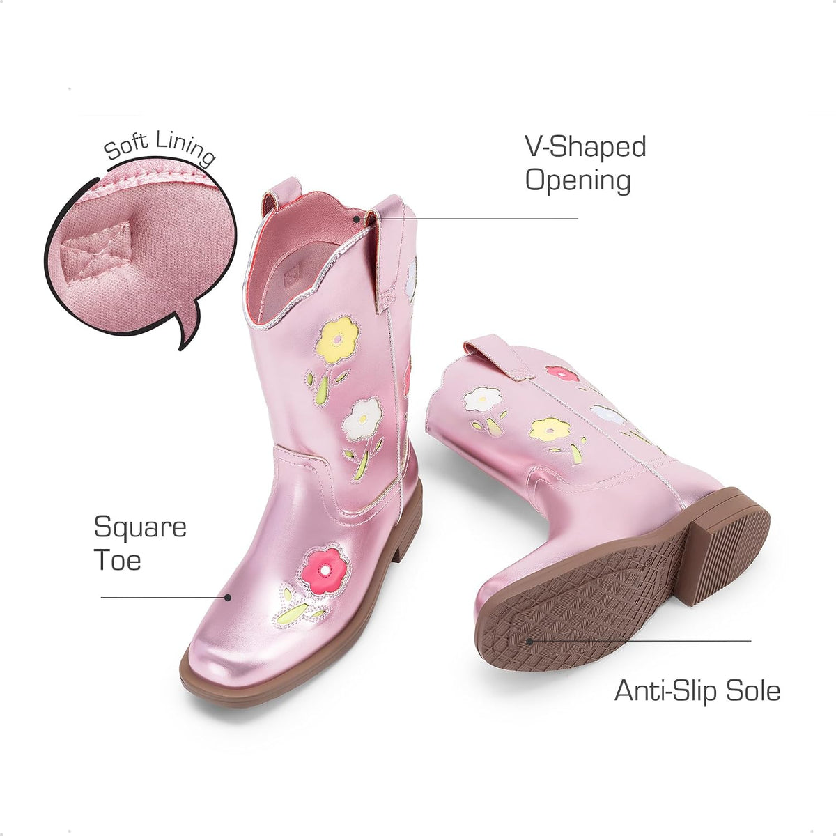 DREAM PAIRS Girls Cowboy Cowgirl Boots