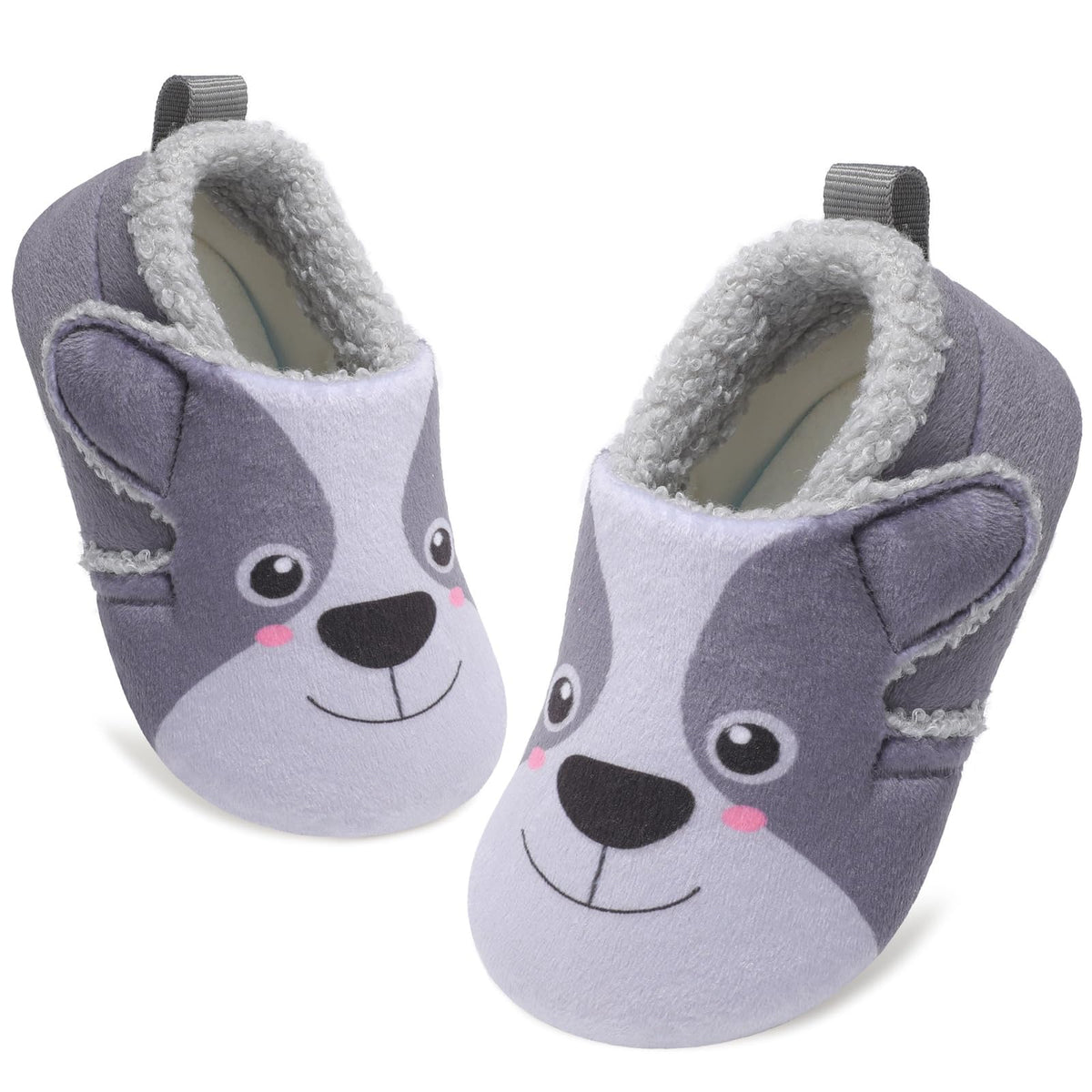 JOINFREE Toddler Slippers Boys Girls Adjustable House Shoes Barefoot Sock Shoes with Rubber Sole Baby Comfort Warm Indoor Outdoor Walking Shoe