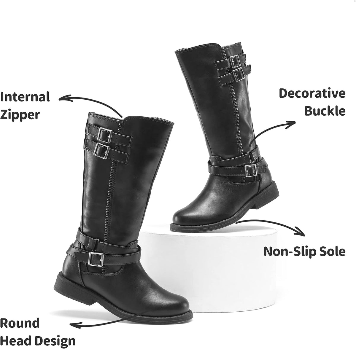 DREAM PAIRS Girls Knee High Riding Boots