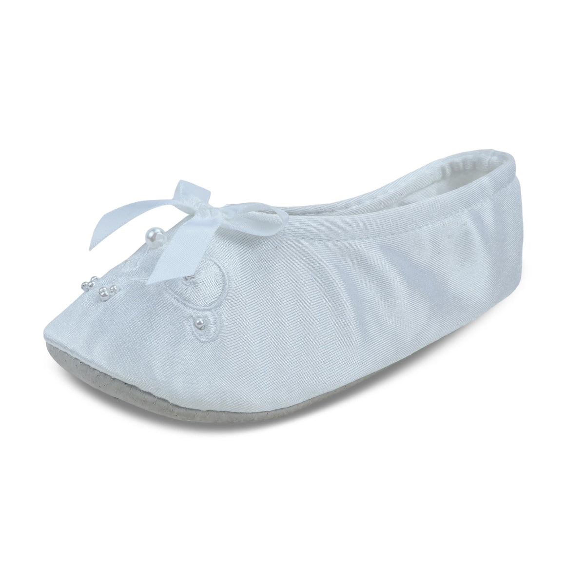 isotoner Girl's Satin Ballerina with Embroidered Pearl