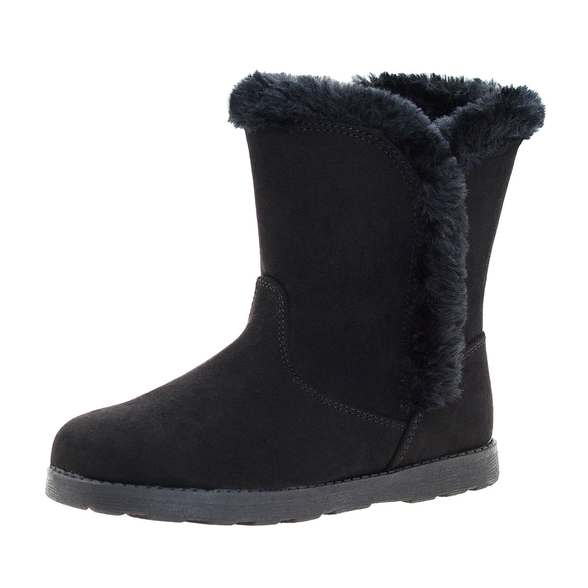 LseLom Girls Snow Boots Warm Faux Fur Lined Winter Boots with Non-Slip Sole Cute Lightweight Ankle Bootie for Toddler/Little Big Kids