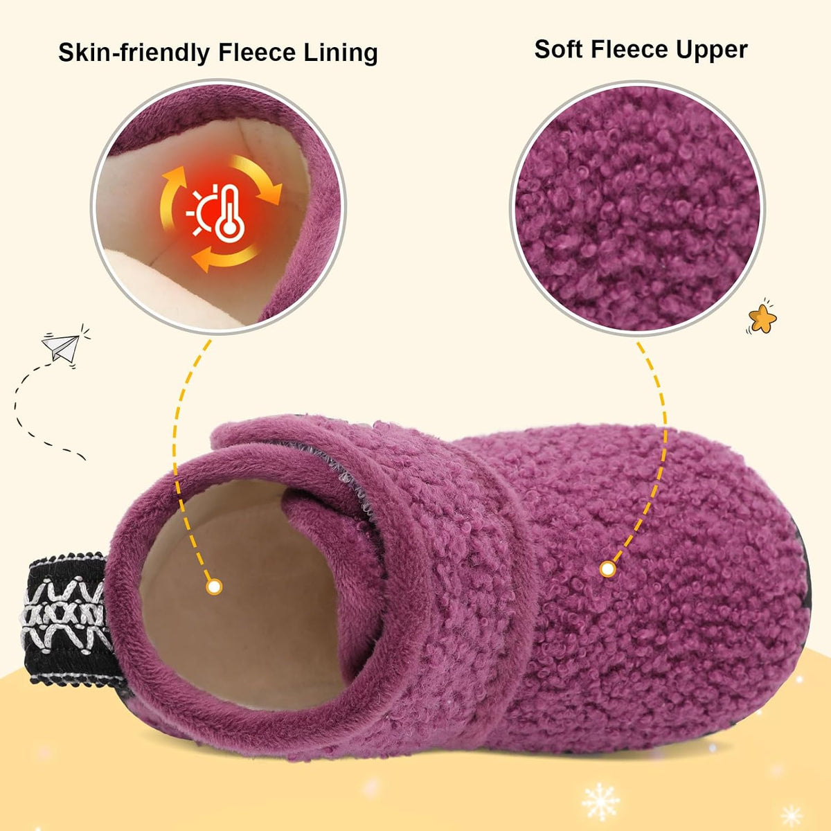 JOINFREE Toddler Fleece Slipper Booties Boys Girls Warm Winter House Shoes