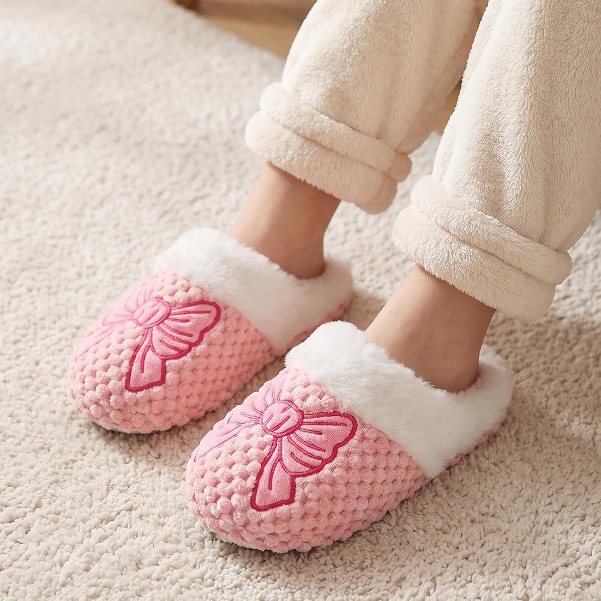 Toddler Slippers Cute Warm Girls' Fluffy House Slides Shoes