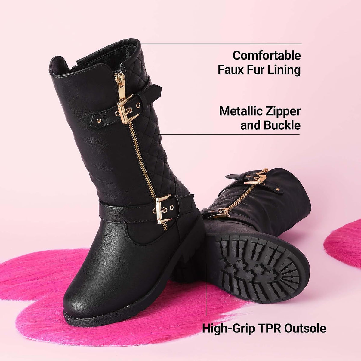 DREAM PAIRS Girls Riding Knee High Boots