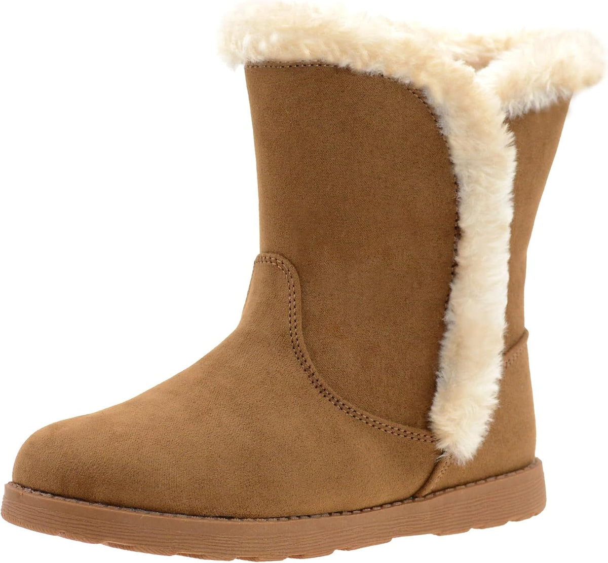 LseLom Girls Snow Boots Warm Faux Fur Lined Winter Boots with Non-Slip Sole Cute Lightweight Ankle Bootie for Toddler/Little Big Kids