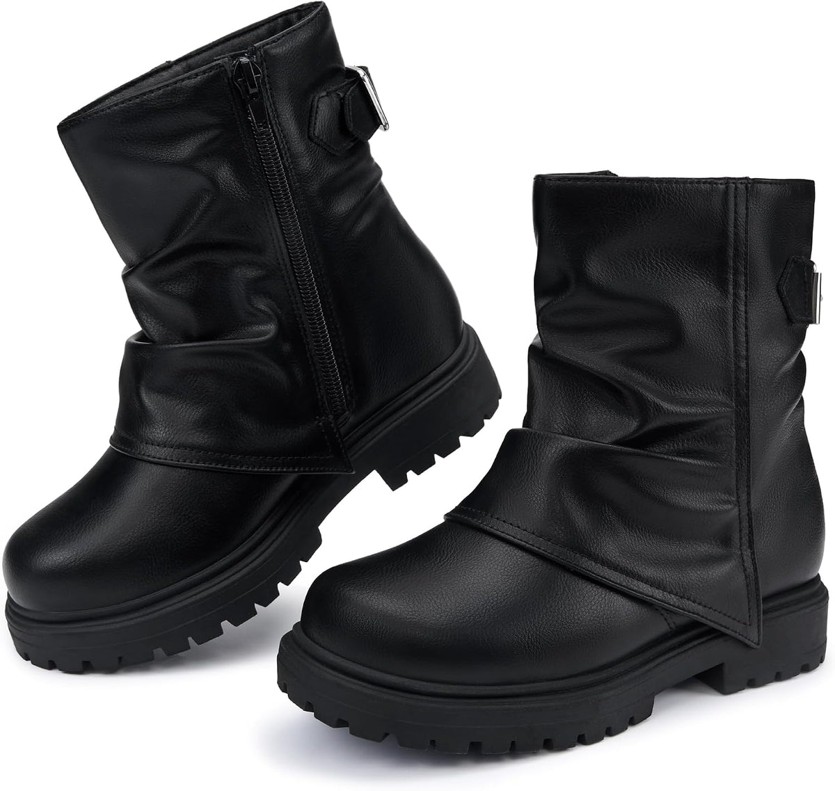 Stelle Girls Combat Ankle Boots Chunky Western Booties Black Shoes