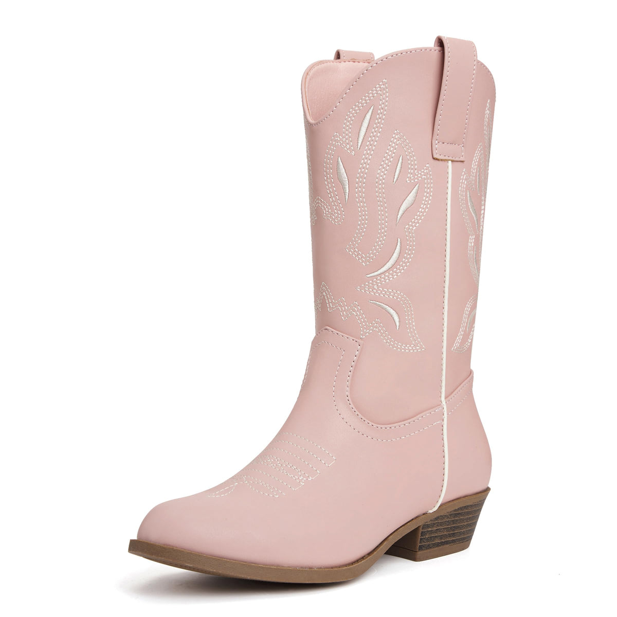 vodvob Girls Kids Western Boots Round Toe Embroidered Cowgirl Cowboy Boots