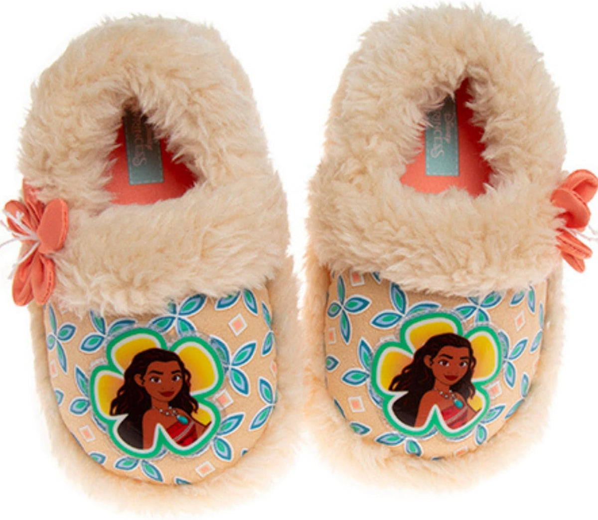 Disney Girls' Moana Slippers - Princess Moana Plush Fuzzy Slippers (Toddler/Little Girl)