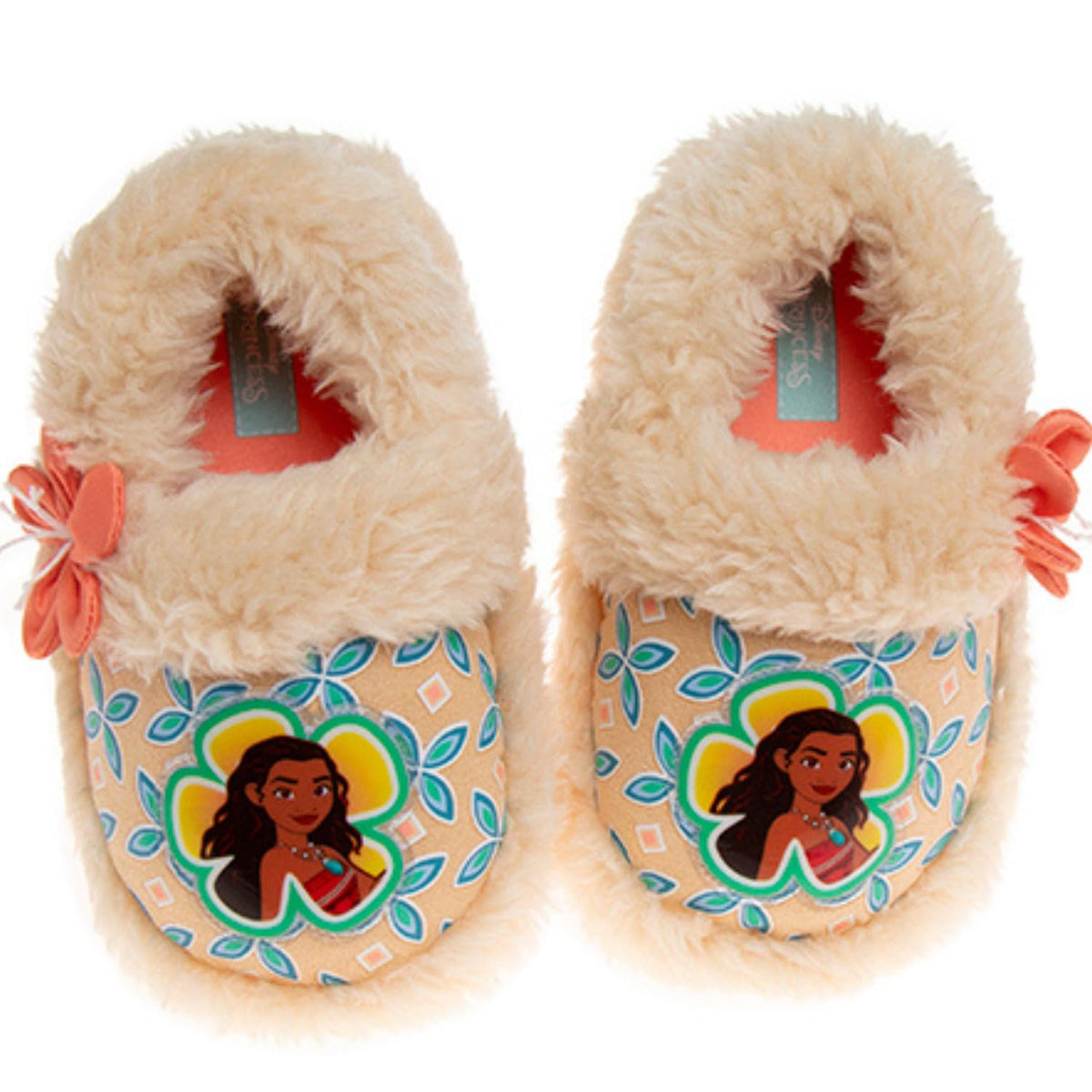 Disney Girls' Moana Slippers - Princess Moana Plush Fuzzy Slippers (Toddler/Little Girl)
