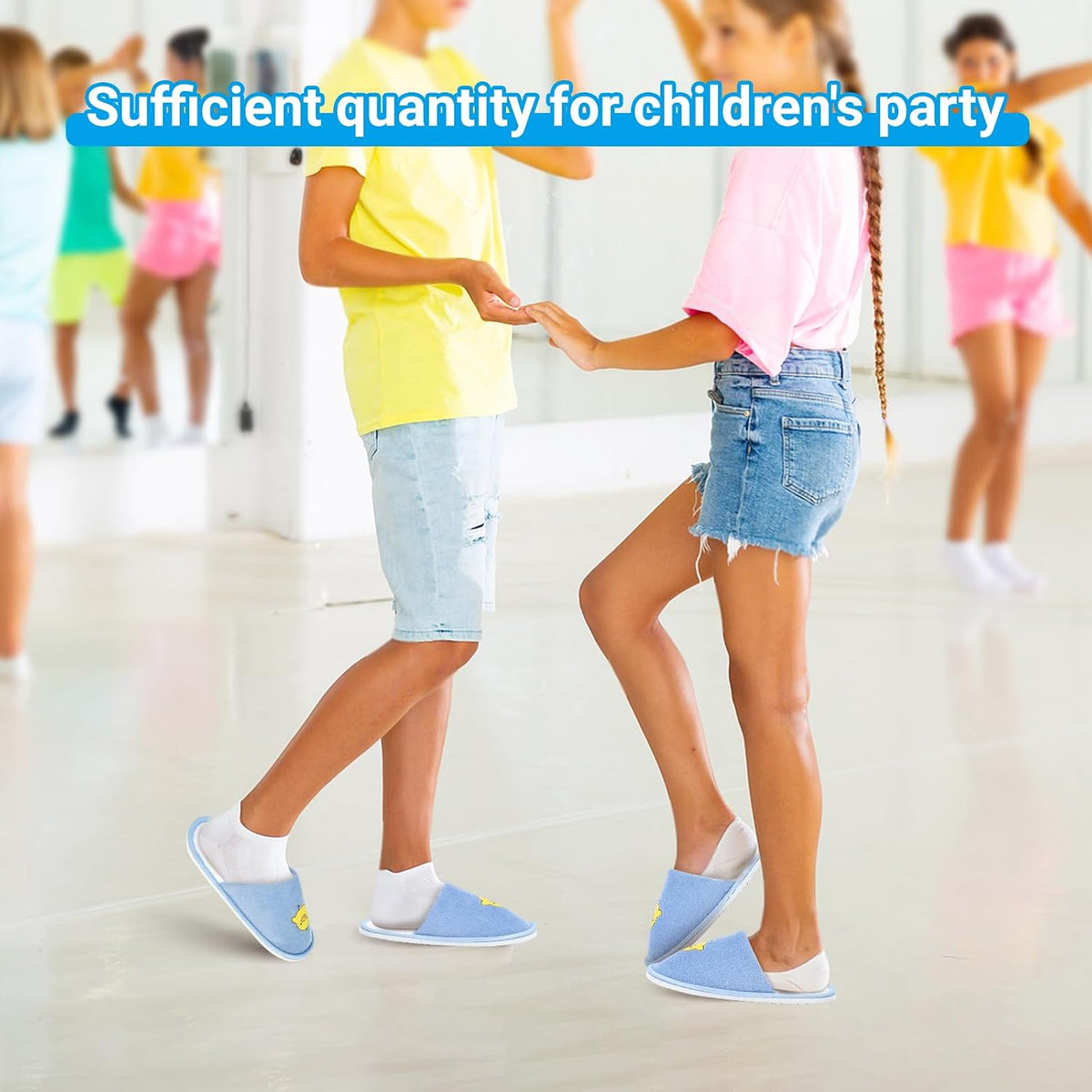 6x Spa Disposable Slippers for 6-10 Years Kids Indoor House Hotel Swimming Slippers for Children Guests Kid Spa Smiley Yellow Chicken Face Slipper,Size 2.5-3