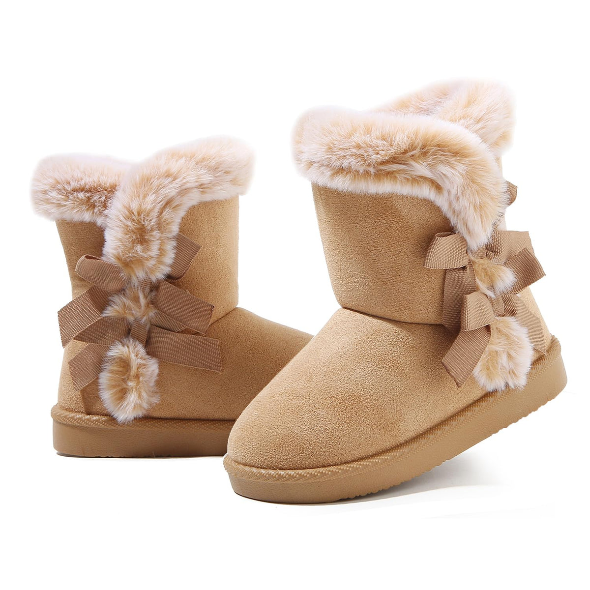 LONSOEN Winter Warm Boots Faux Fur Mid Calf Booties for Toddler Little Kid