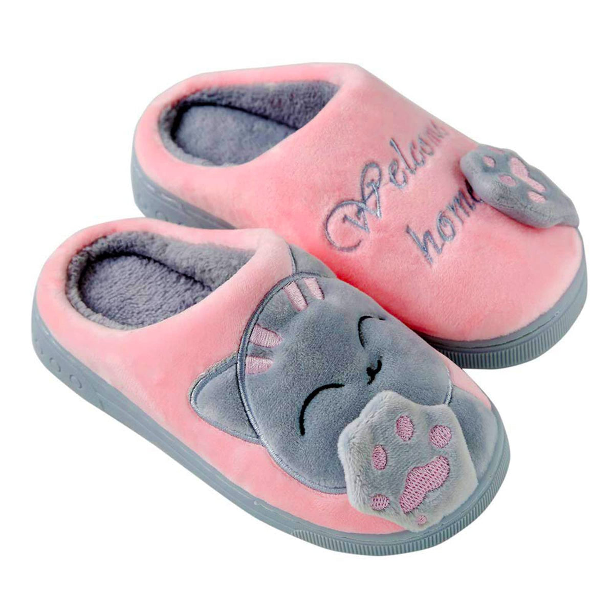 Kids Family Cute Cat Household Anti-Slip Indoor Home Slippers for Girls and Boys