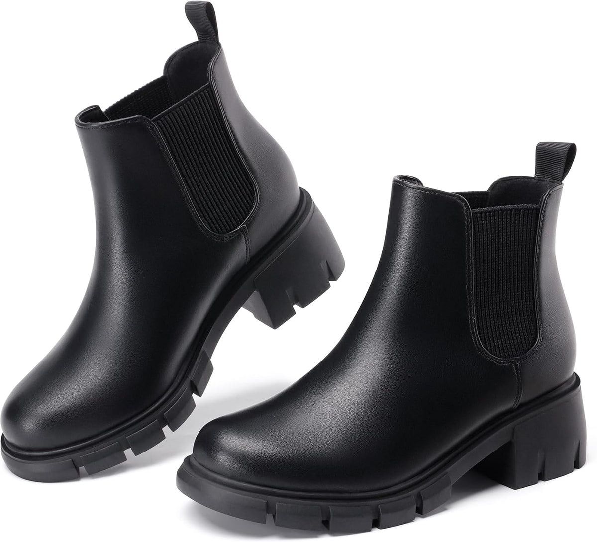 Athlefit Girls Ankle Boots Kids Chunky Chelsea Booties