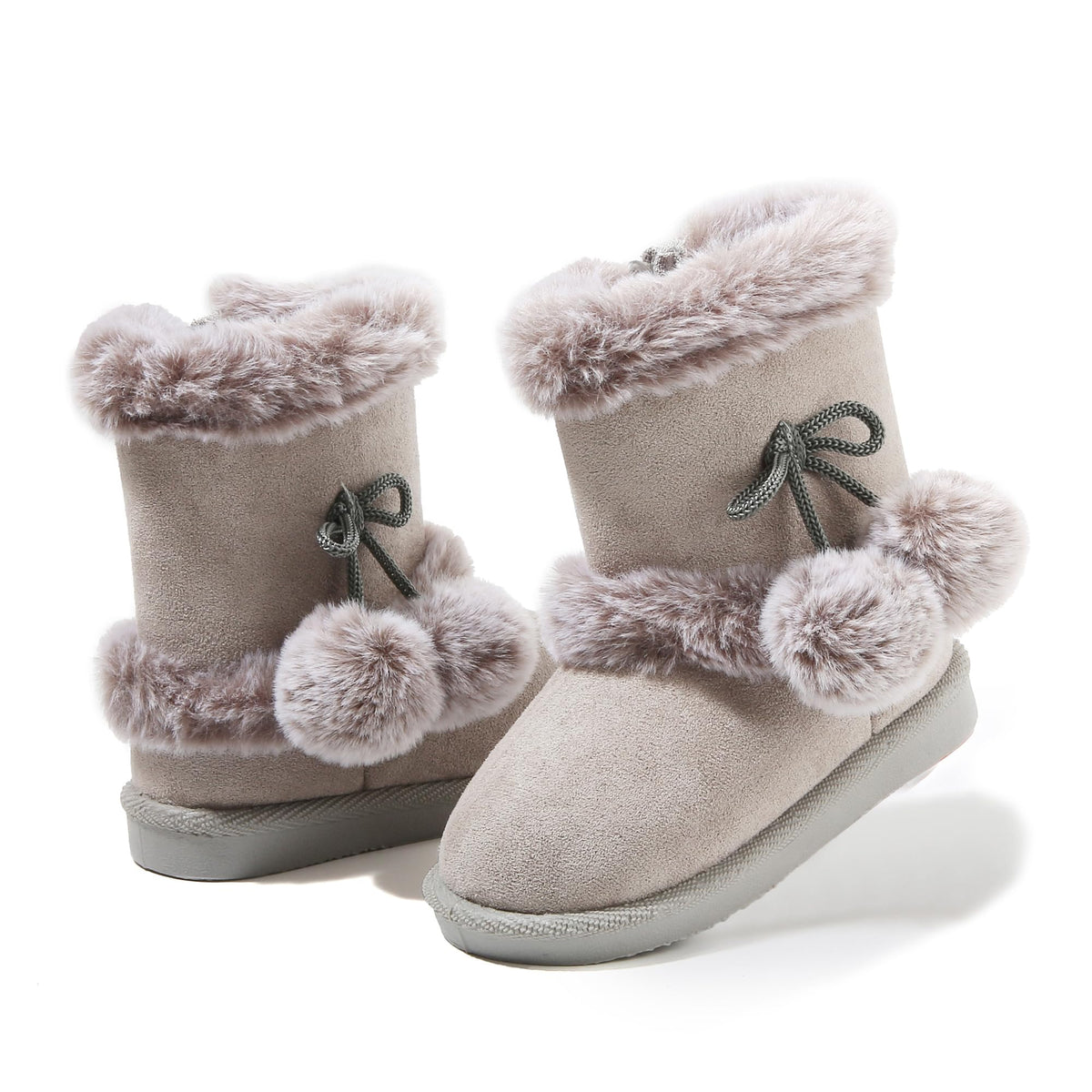 LONSOEN Winter Warm Boots Faux Fur Mid Calf Booties for Toddler Little Kid