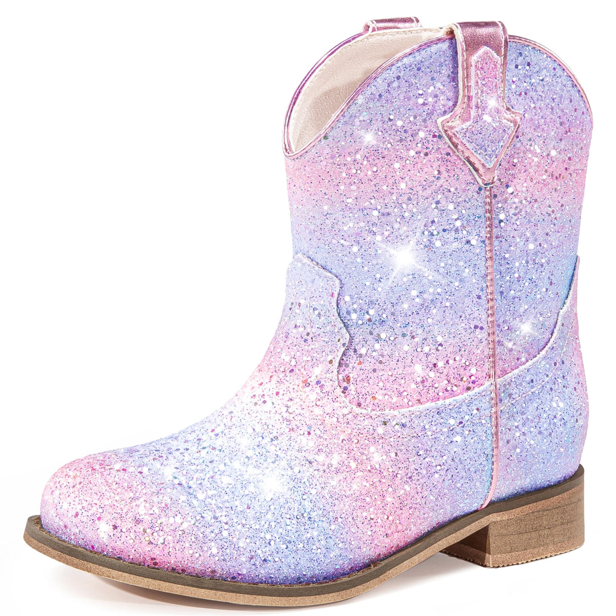 Motasha Toddler Girls Cowgirl Boots Glitter Toddler Cowboy Boot Ankle Girls Boots Little Kids Horse Riding Shoes Party Birthday