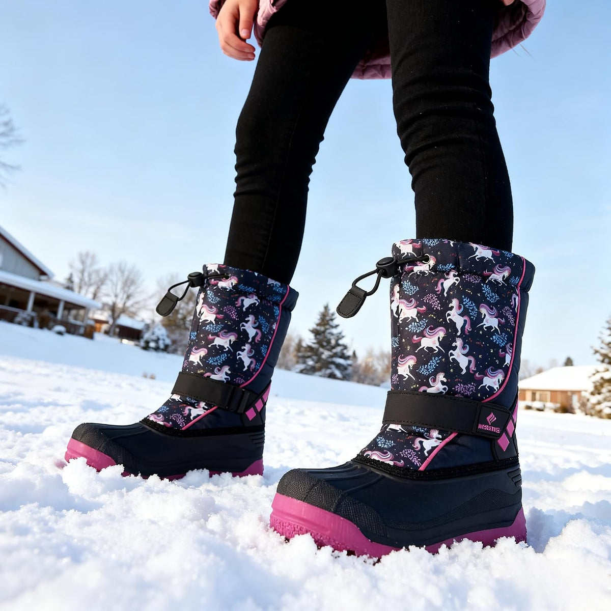CIOR Kids Waterproof Winter Snow Boots,Warm Fur Lined